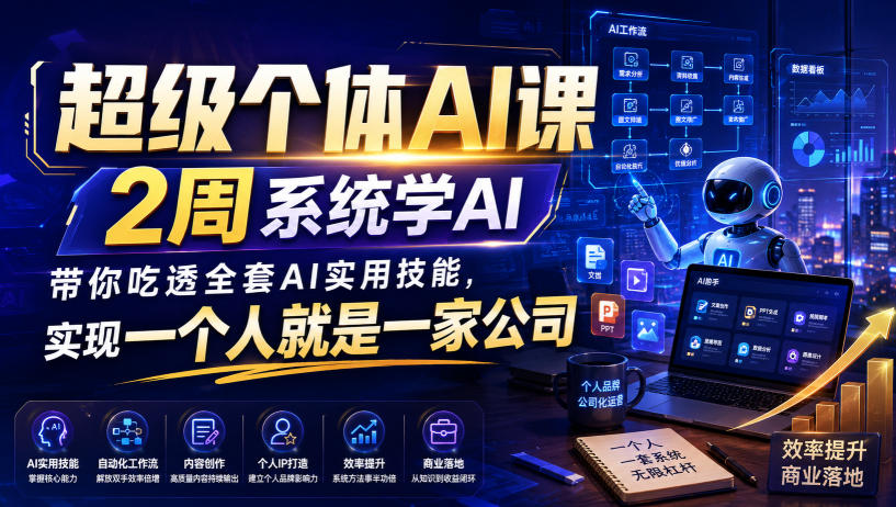 超级个体AI课,2周系统学AI,带你吃透全套AI实用技能,实现一个人就是一家公司-好耶资源