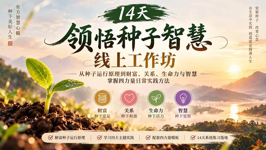 (20756期)14天领悟种子智慧线上工作坊|从种子运行原理到财富、关系、生命力与智慧,掌握四力量日常实践方法-好耶资源