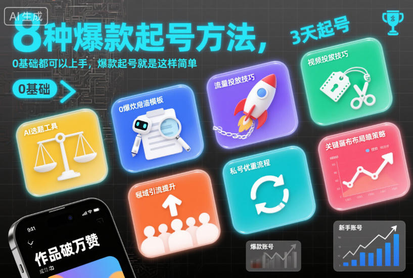 8种爆款起号方法,0基础都可以上手,爆款起号就是这样简单-好耶资源
