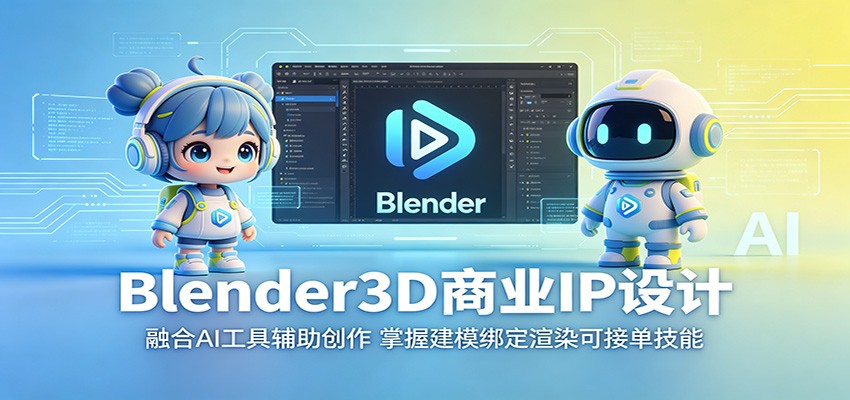 Blender3D商业IP设计：融合AI工具辅助创作，掌握建模绑定渲染可接单技能-好耶资源