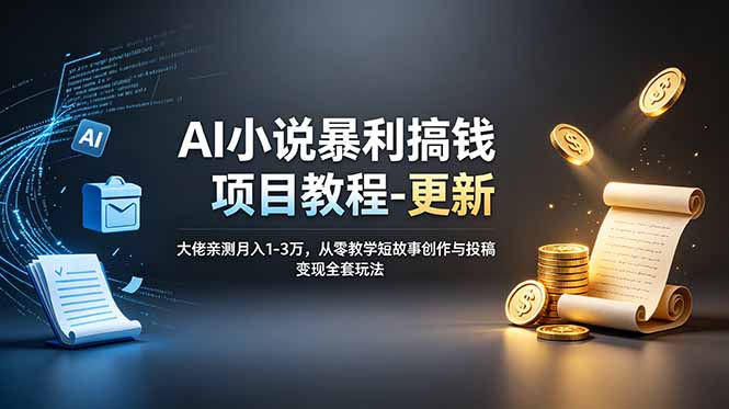 AI小说暴利搞钱项目教程-更新,大佬亲测月入1-3万,从零教学短故事创作与投稿变现全套玩法-好耶资源