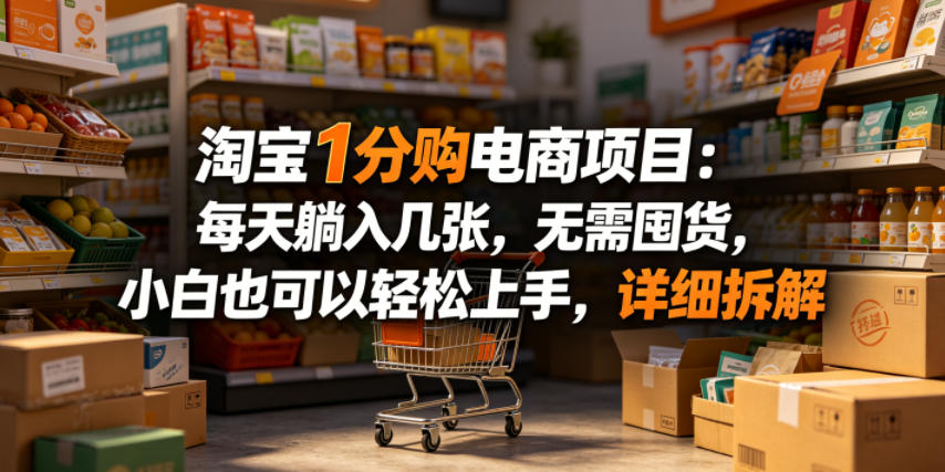 淘宝1分购电商项目:每天躺入几张,无需囤货,小白也可以轻松上手,详细拆解-好耶资源