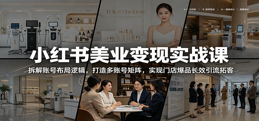 小红书美业变现实战课：拆解账号布局逻辑，打造多账号矩阵，实现门店爆品长效引流拓客-好耶资源