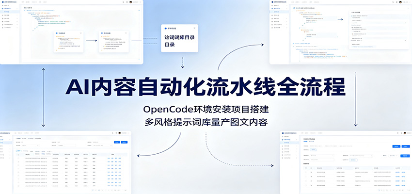 AI内容自动化流水线全流程：OpenCode环境安装项目搭建，多风格提示词库量产图文内容-好耶资源