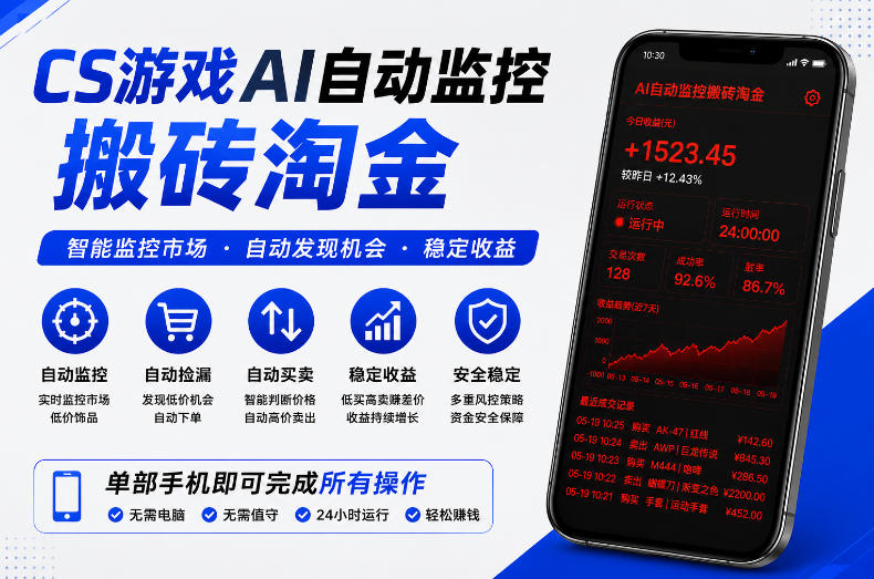 CS游戏AI自动监控搬砖淘金，稳定运行多年，支持任何形式验证，日入300+【揭秘】-好耶资源