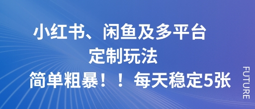 小红书、闲鱼及多平台定制玩法简单粗暴！每天稳定5张-好耶资源