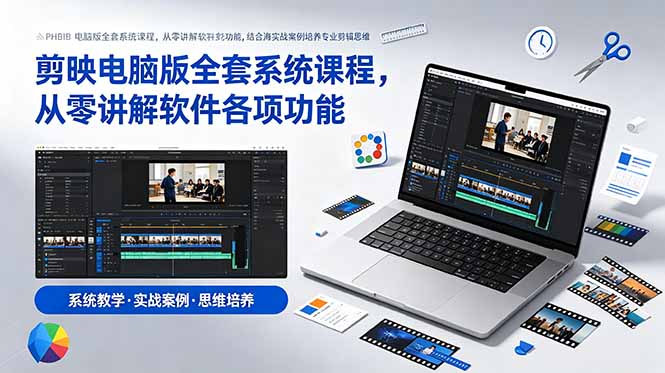 剪映电脑版全套系统课程，从零讲解软件各项功能，结合海量实战案例培养专业剪辑思维-好耶资源